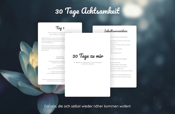 30 Tage Journal zur Selbstreflexion – Planer für Achtsamkeit, Selbstliebe & Persönlichkeitsentwicklung – PDF zum Ausdrucken