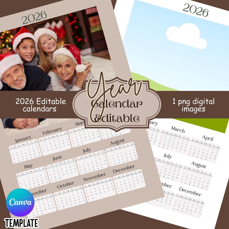 Editable Year Calendar Template Canva Free Printable Annual