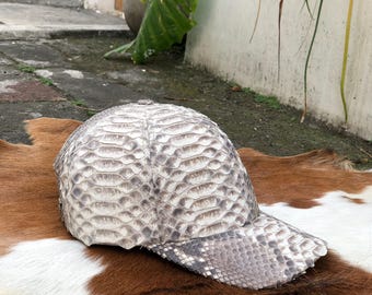 Gorra de piel de pitón auténtica: Sombrero de cuero natural hecho a mano