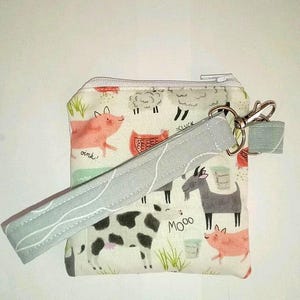 Card Wallet Key Fob Mini Purse, Farm Animal Lover