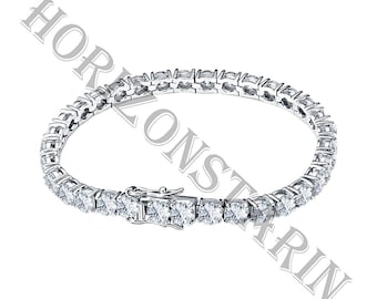 Moissanite Tennis Bracelet: 925 Sterling Silver, 14K White Gold, D/VVS1