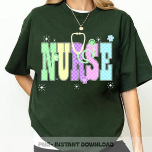 Neon Checkered NURSE PNG, Nurse Neon Distressed Png, Everyday Png, Custom Preppy Nurse Design, Nurse Life Png , Hand Drawn,Colorful