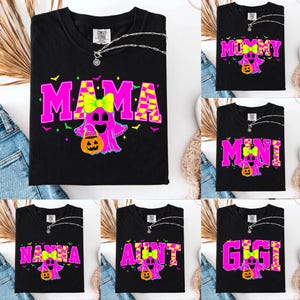 Halloween Neon Mama Mini Png, Halloween Neon Checkered Png, Spooky Mama Png, Halloween Cute Neon Ghost Png, Spooky Season Png