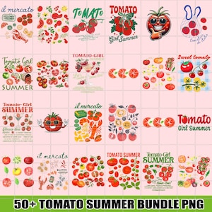 Funny Tomato PNG Bundle, Farmers Market Sublimation, Tomato Girl Summer Shirt Design, Retro Garden Food Clipart, Farm Fresh Tomatoes