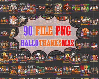 Happy Hallothanksmas Png-bundel, Happy Halloween Png, Thanksgiving Png, Kerstmis Png, Kerstman Png, Herfst Png, Hallothanksmas