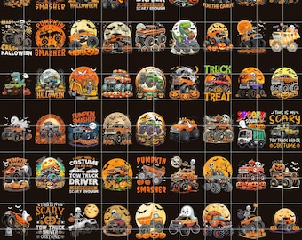50+ Halloween Truck png-bundel, Monster Truck png, Jongens-Halloween png, Kinder-Halloween png, Pompoen png, Spook png, spookseizoen png