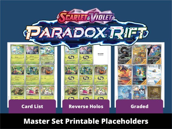 5-in-1 Paradox Rift Master Set Placeholders | Pokemon Paradox Rift Binder  Placeholders - Etsy