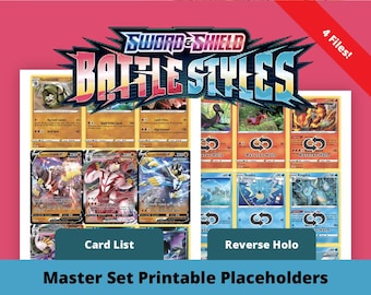 4-in-1 Battle Styles Master Set Placeholders | Pokemon Battle Styles Binder  Placeholders - Etsy