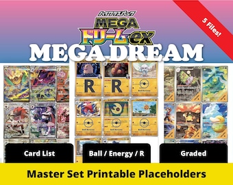 5-in-1 Mega Dream Master Set Placeholders (japanese) | Pokemon Mega Dream  Binder Placeholders - Etsy