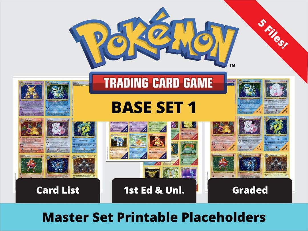 Base Set Masters Collection 5-in-1 Base Set 1 Master Set Placeholders | Pokemon Base Set 1 Binder ...
