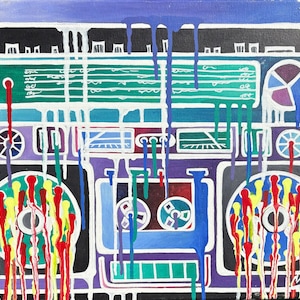 Retro Vibes – 16x20 Abstract Boombox Painting