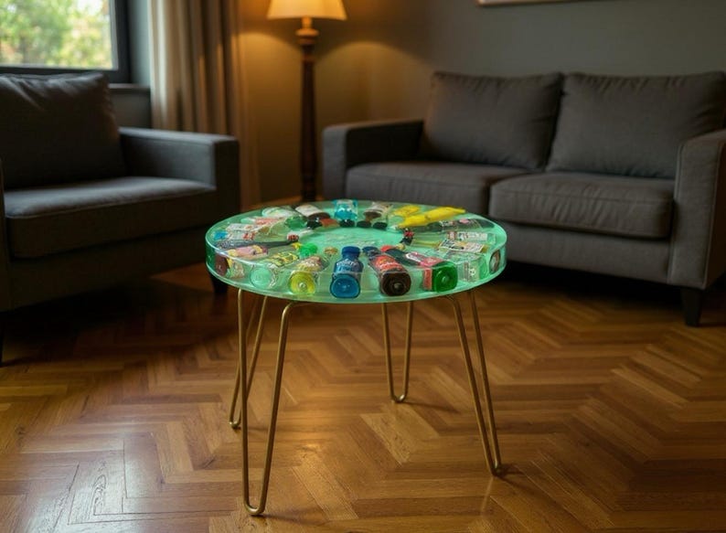 Mini Cologne Table Accent Table With Mini Liquor Bottles & Quartz Crystals | Handmade ...