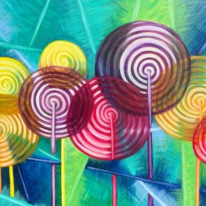 Lollipops – 18x24 Oil on Canvas – Vibrant Whimsical Candy Art