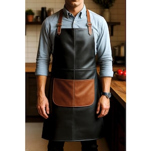 Black & Brown Leather Apron Heavy Duty Workshop Apron Barber Apron Chef Apron Blacksmith Apron Woodworking Apron BBQ Apron