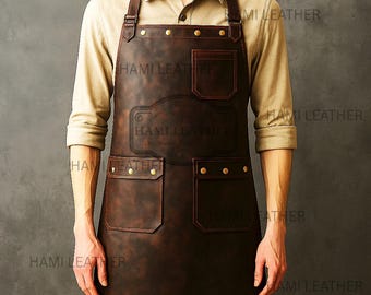 Waxed Leather Workshop Apron: Heavy Duty Barber, Chef, Woodworking
