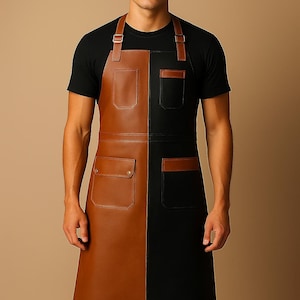 Brown & Black Apron Heavy Duty Workshop Apron Barber Apron Chef Apron Blacksmith Apron Woodworking Apron BBQ Apron