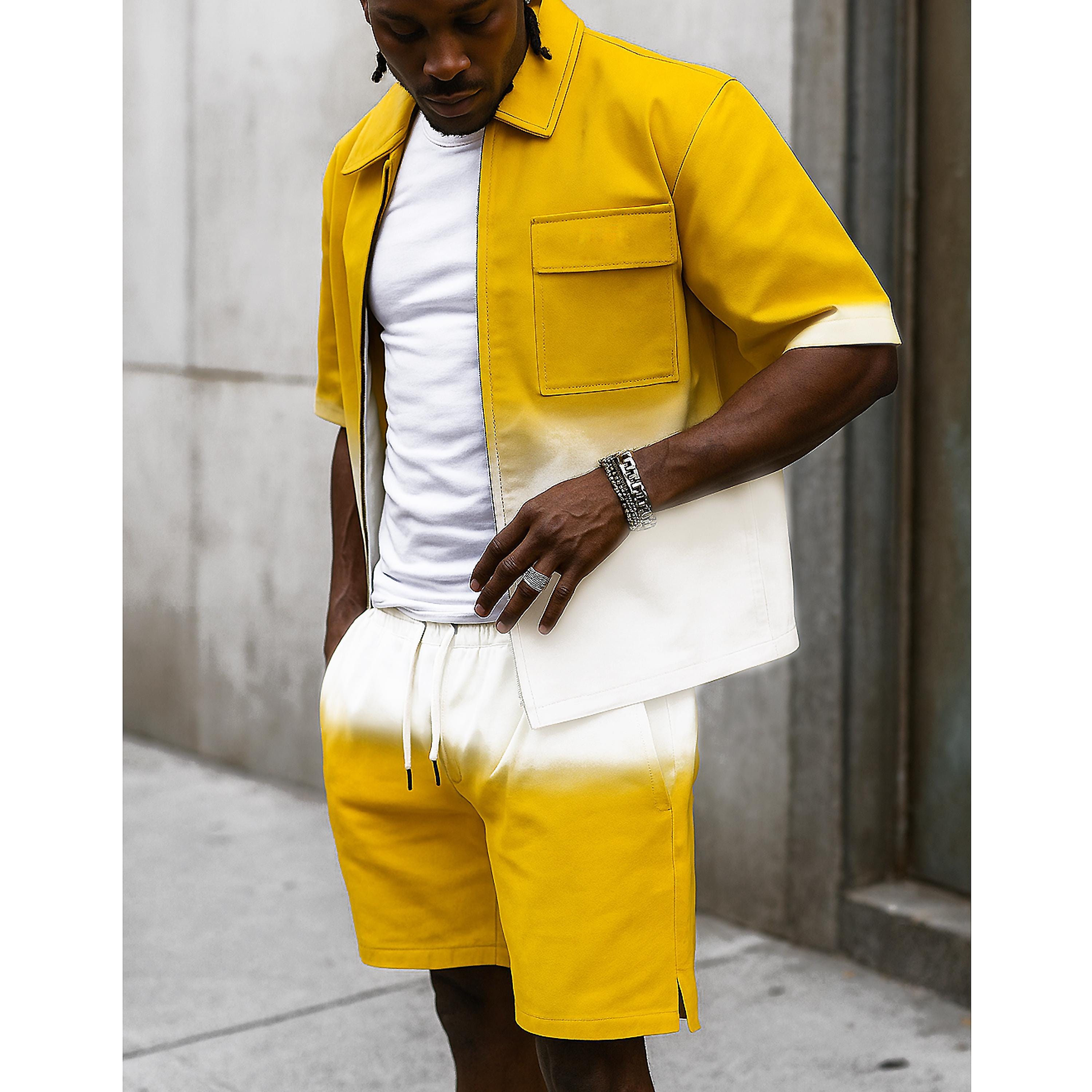 Men Outfits Piece Mens Casual Outfit 2-Piece Set Short Sleeve