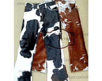 Herrenhaar Auf Rindsleder Hose: Western Biker Style, Handgefertigt