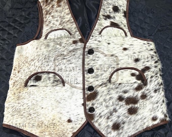 Handmade Cowhide Leather Western Vest: Hair-on-Hide Ranch Wear