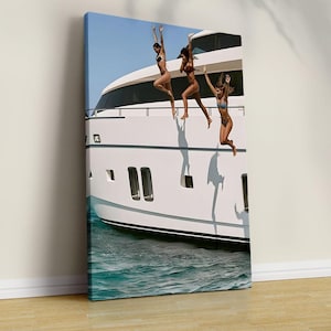 Yacht Poster - Luxus Yacht Poster - Alte Geldästhetik - Luxuriöser Boot Druck - Segeln im Sommer Poster - Luxusmode Druck - Leinwand