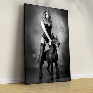 Luxury Doberman Wall Art, Luxury Fashion Poster, Black and White, Hypebeast Room Decor, Dog Wall Art, Fashion Printed Trending Home Decor