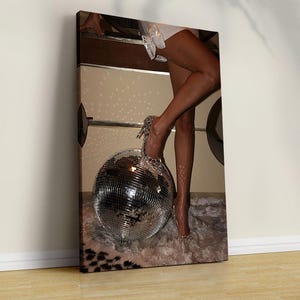 Disco Ball Poster Retro Disco Art Prints Bar Cart Wall Art Digital Prints Mirrorball Wall Art Girls Room Decor - Canvas - Fashion poster