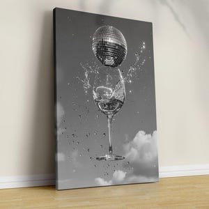 Disco Ball Poster Retro Disco Art Prints Bar Cart Wall Art Digital Prints Mirrorball Wall Art Girls Room Decor - Canvas - Fashion poster