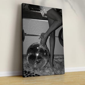 Disco Ball Poster Retro Disco Art Prints Bar Cart Wall Art Digital Prints Mirrorball Wall Art Girls Room Decor - Canvas - Fashion poster
