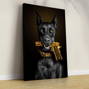 Luxury Doberman Wall Art, Luxury Fashion Poster, Black and White, Hypebeast Room Decor, Dog Wall Art, Fashion Printed Trending Home Decor