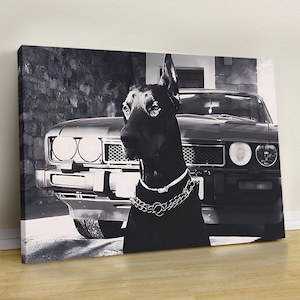 Luxury Doberman Wall Art, Luxury Fashion Poster, Black and White, Hypebeast Room Decor, Dog Wall Art, Fashion Printed Trending Home Decor