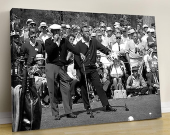 Ben Hogan & Arnold Palmer Augusta 1966 Canvas Print - Golf Decor Black And White