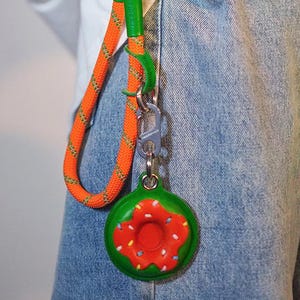 Handmade Leather Donut Keychain | Cowhide Bag Charm, Fun Pendant