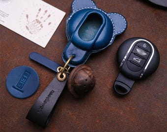 Funda de cuero artesanal para llavero de Mini Cooper: Accesorios para coche JCW