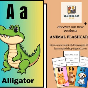Tarjetas de animales imprimibles para niños – Tarjetas educativas – Alfabeto ABC, Zoológico, Animales de granja – Actividad Montessori para preescolar