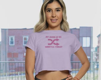Damtröja med humoristisk text och boxig passform, överdimensionerad croppad t-shirt