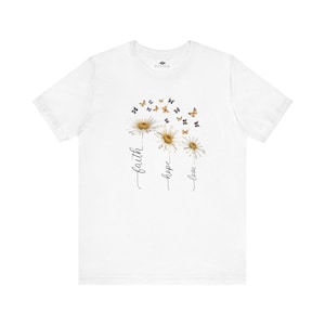 Love Faith Flower Print T-Shirt