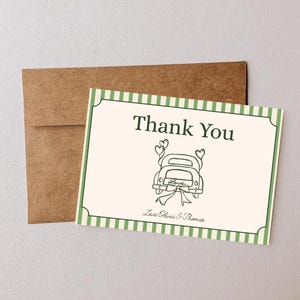 Wedding Thank You Card, Sage Green Stripe Garden Wedding Invitation Elegant Digital Download Wedding Thank You for Coming
