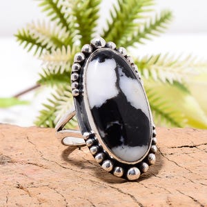 White Buffalo Turquoise Ring: Adjustable Sterling Silver Gemstone