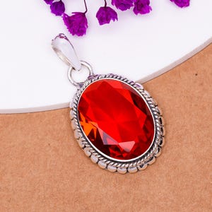 Red Garnet Sterling Silver Pendant: Handmade Elegant Gemstone Jewelry