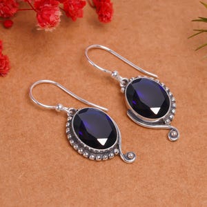 Blue Sapphire Sterling Silver Earrings: Handmade Gemstone Jewelry