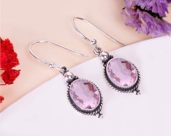 Pink Kunzite Earrings: Handmade 925 Sterling Silver Gemstone