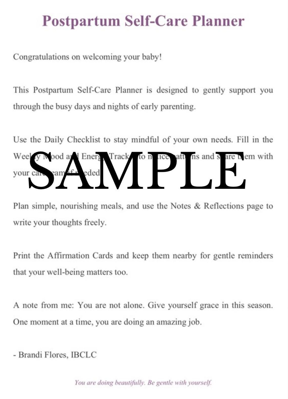 Postpartum Self-care Planner | Printable New Mom Wellness Bundle ...