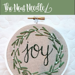 Christmas ornament pattern; Hand embroidery; Joy ornament; Mistletoe wreath; Embroidered Christmas ornament; DIY Christmas gift