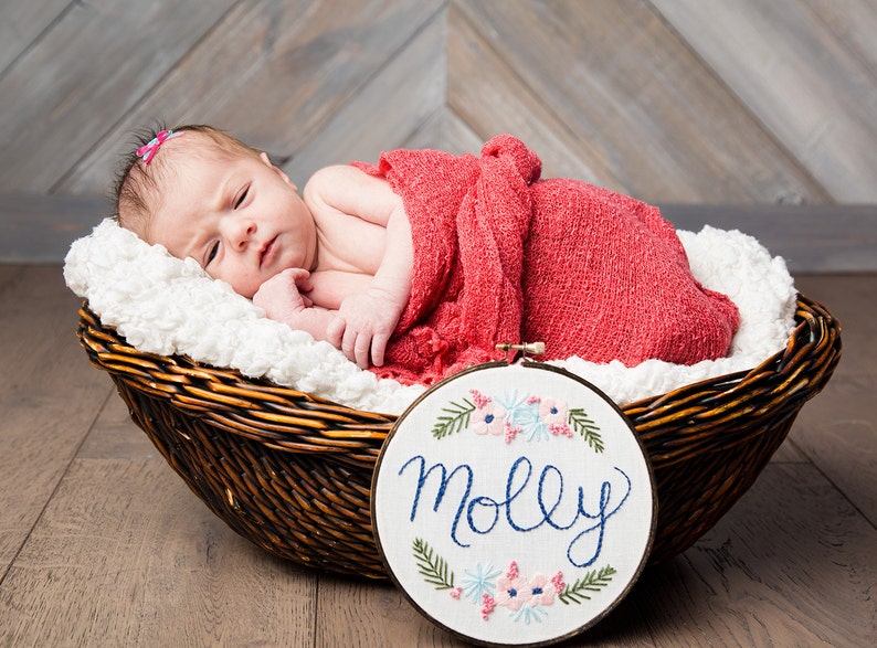 Custom name embroidery baby shower gift nursery decor  etsy