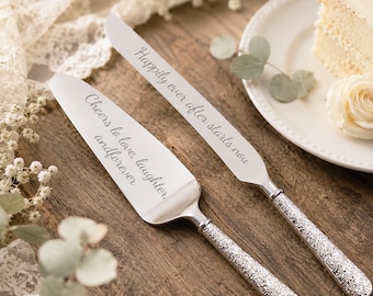 Set di coltelli da taglio personalizzati per matrimonio, coltello e paletta per torta nuziale incisi, bomboniera, ricordo di nozze, regalo per lei