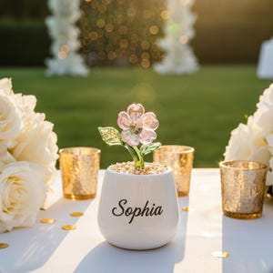 Maceta de vidrio personalizada para suculentas: regalo personalizado para dama de honor, maceta de vidrio de colores hecha a mano, recuerdo de boda único, regalo para ella.