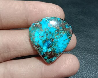 Cabujón de crisocola: piedra suelta en forma de pera, hecha a mano (42,30 quilates, 28 x 26 x 7 mm)