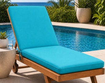 3 Inch Outdoor Chaise Pad | Turquoise Poolside Chair Cushion | Custom Patio Sunbed Mattress