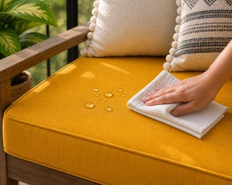 Cojín para balcón de 5 cm de grosor: resistente al agua y fabricado con espuma de alta densidad para muebles de patio.
