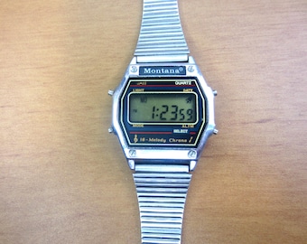 ec melodi カラビナ Vintage 1979 Sonic Quartz Digital Wrist Watch Melody Alarm